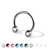 316L SURGICAL STEEL FRONT FACING PRESS FIT GEM BALLS HORSESHOE FOR NIPPLE, SEPTUM AND EAR CARTILAGE PIERCINGS